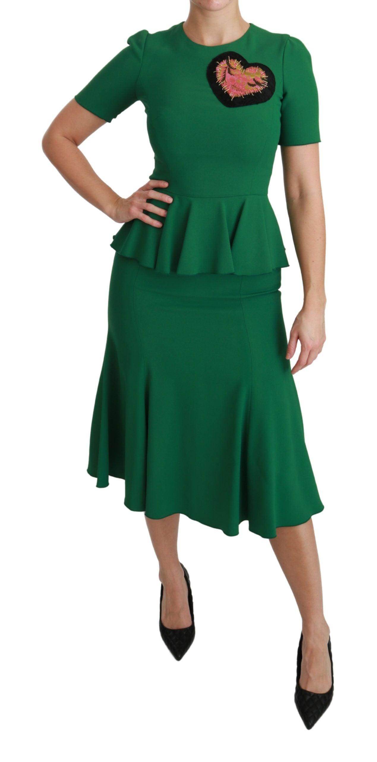 Dolce & Gabbana Enchanted Green Mermaid Midi Dress - Hilstor