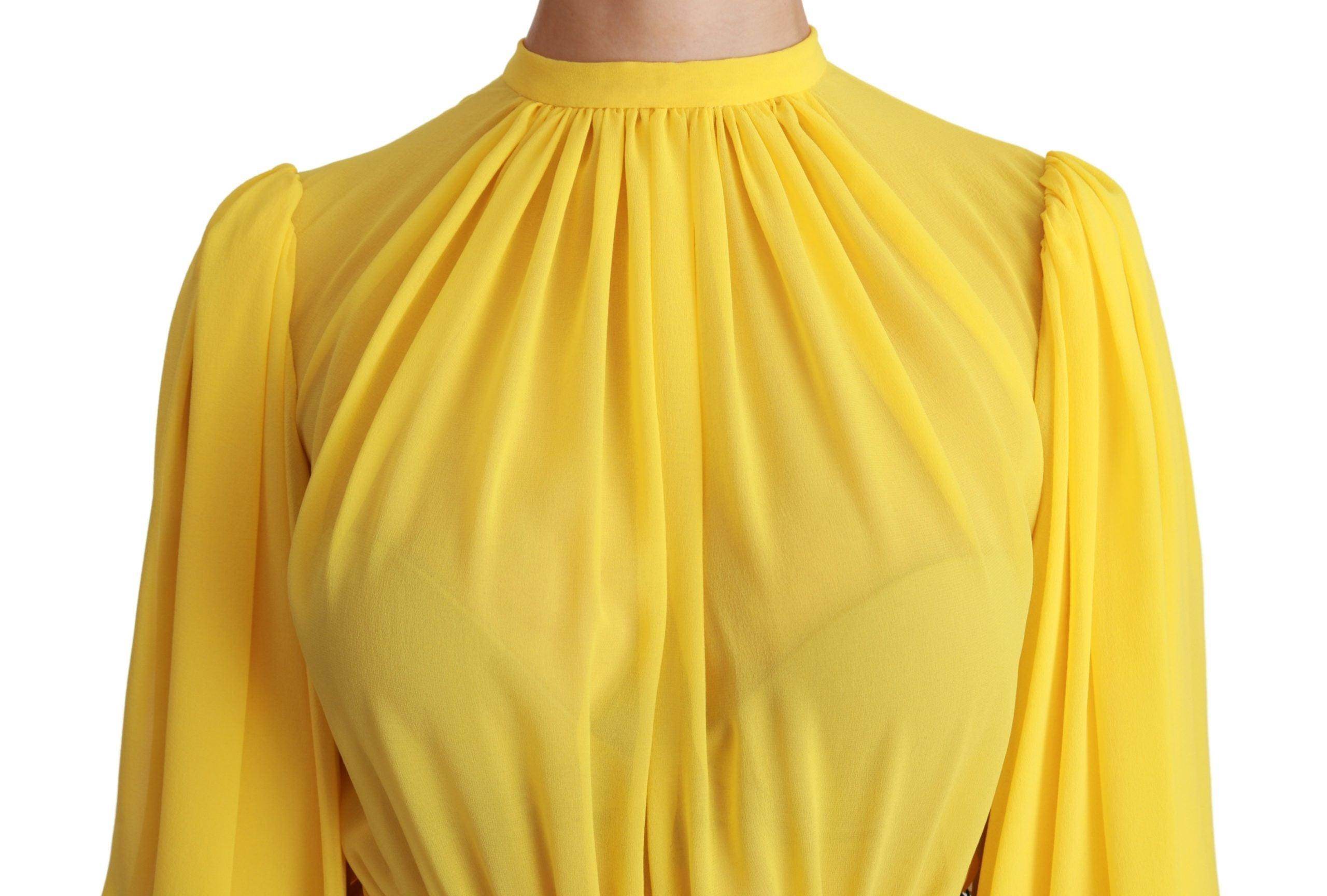 Dolce & Gabbana Silk Pleated A-line Mini Dress in Sunshine Yellow - Hilstor