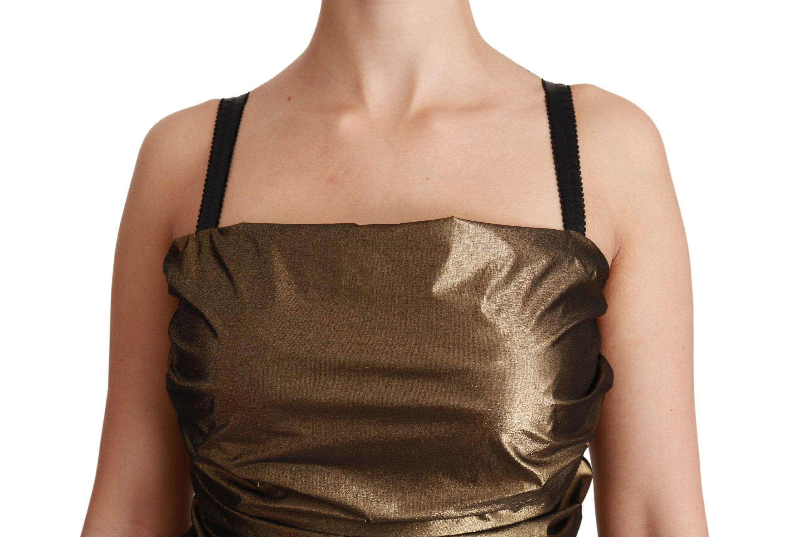 Dolce & Gabbana Bronze Bodycon Sheath Mini Dress - Hilstor