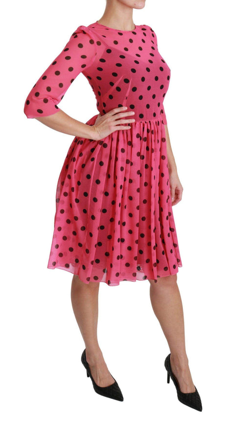 Dolce & Gabbana Elegant Polka Dot A-Line Knee Length Dress - Hilstor