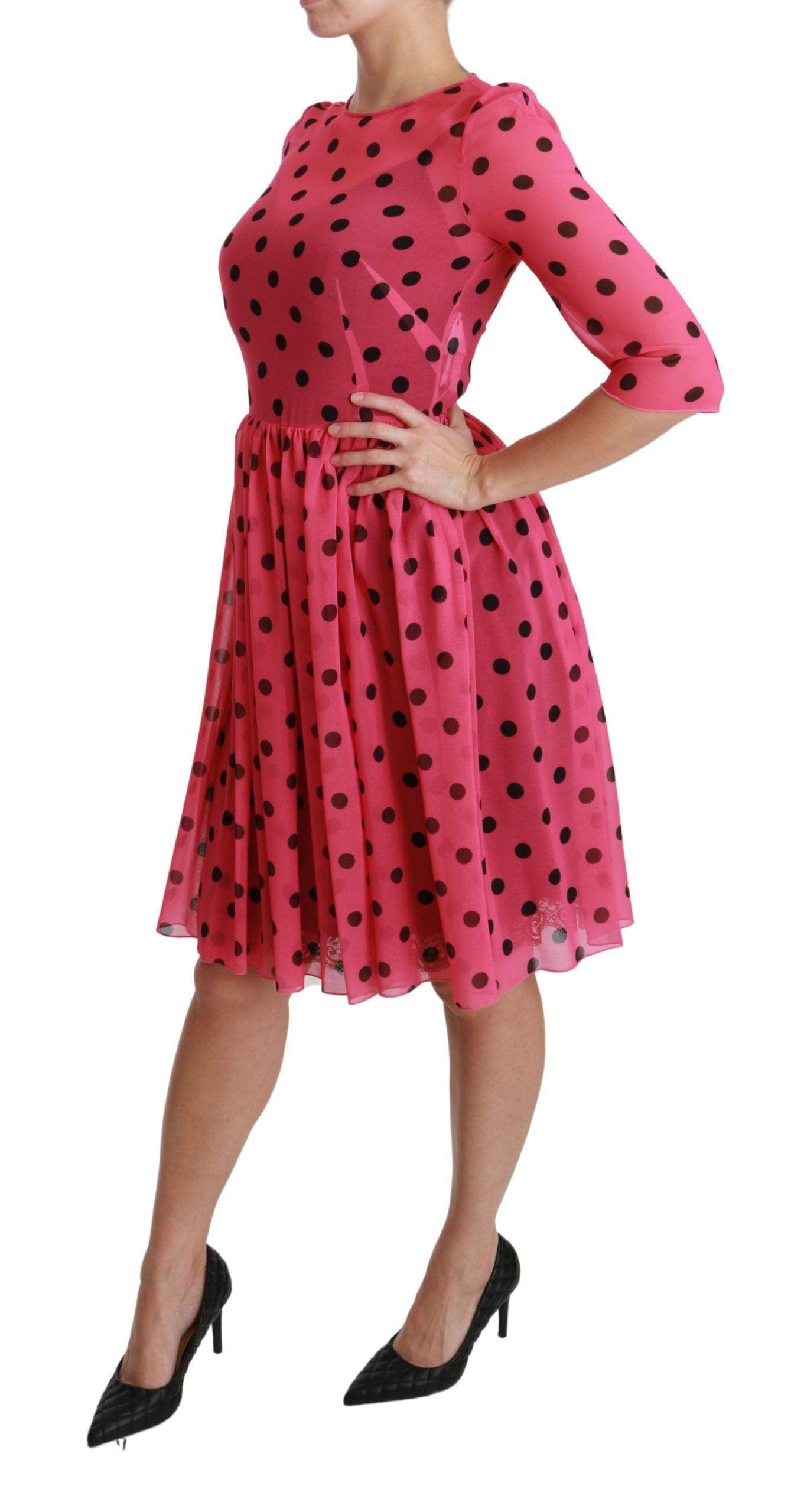 Dolce & Gabbana Elegant Polka Dot A-Line Knee Length Dress - Hilstor