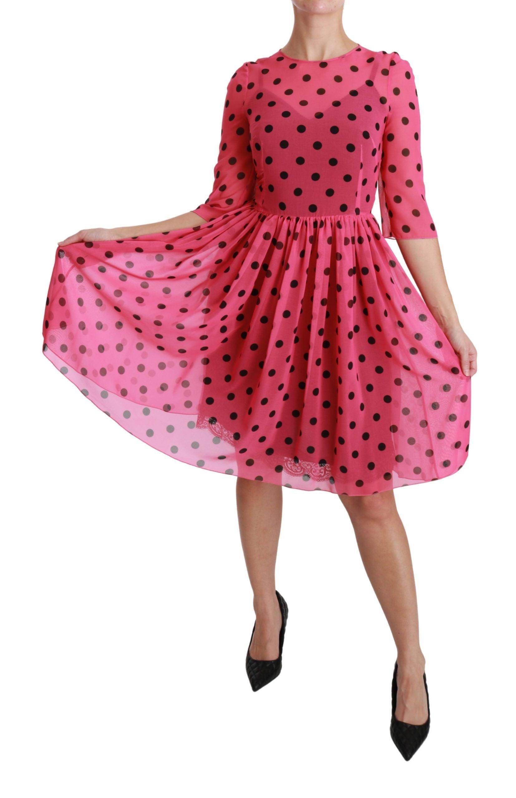Dolce & Gabbana Elegant Polka Dot A-Line Knee Length Dress - Hilstor