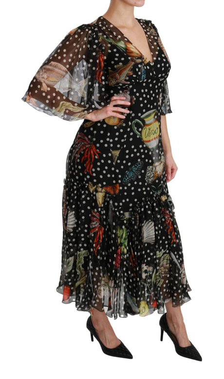 Dolce & Gabbana Elegant Silk Pleated A-Line Maxi Dress - Hilstor