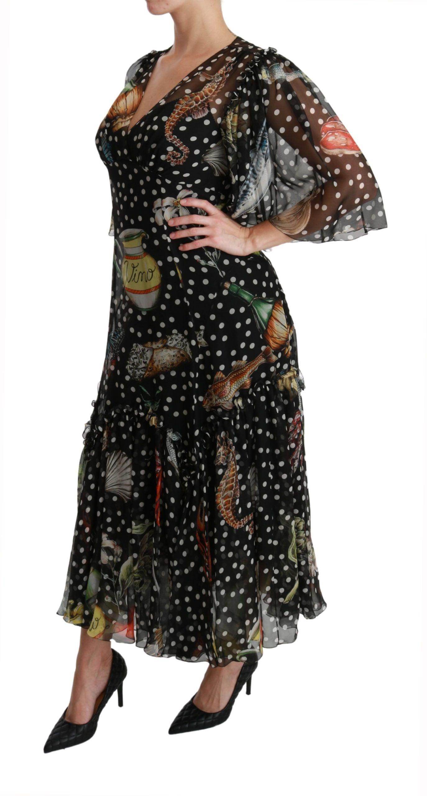 Dolce & Gabbana Elegant Silk Pleated A-Line Maxi Dress - Hilstor