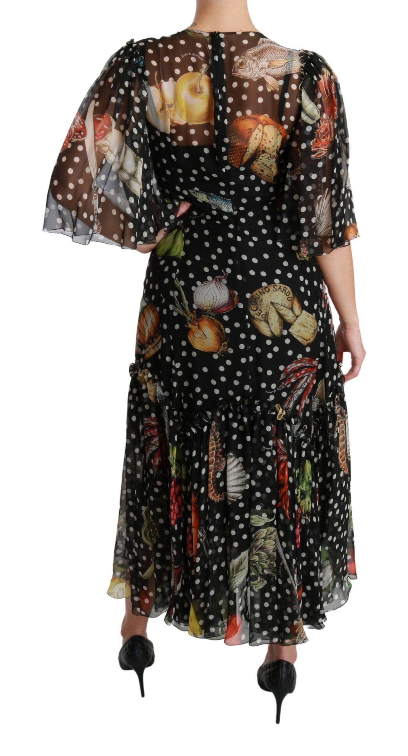 Dolce & Gabbana Elegant Silk Pleated A-Line Maxi Dress - Hilstor