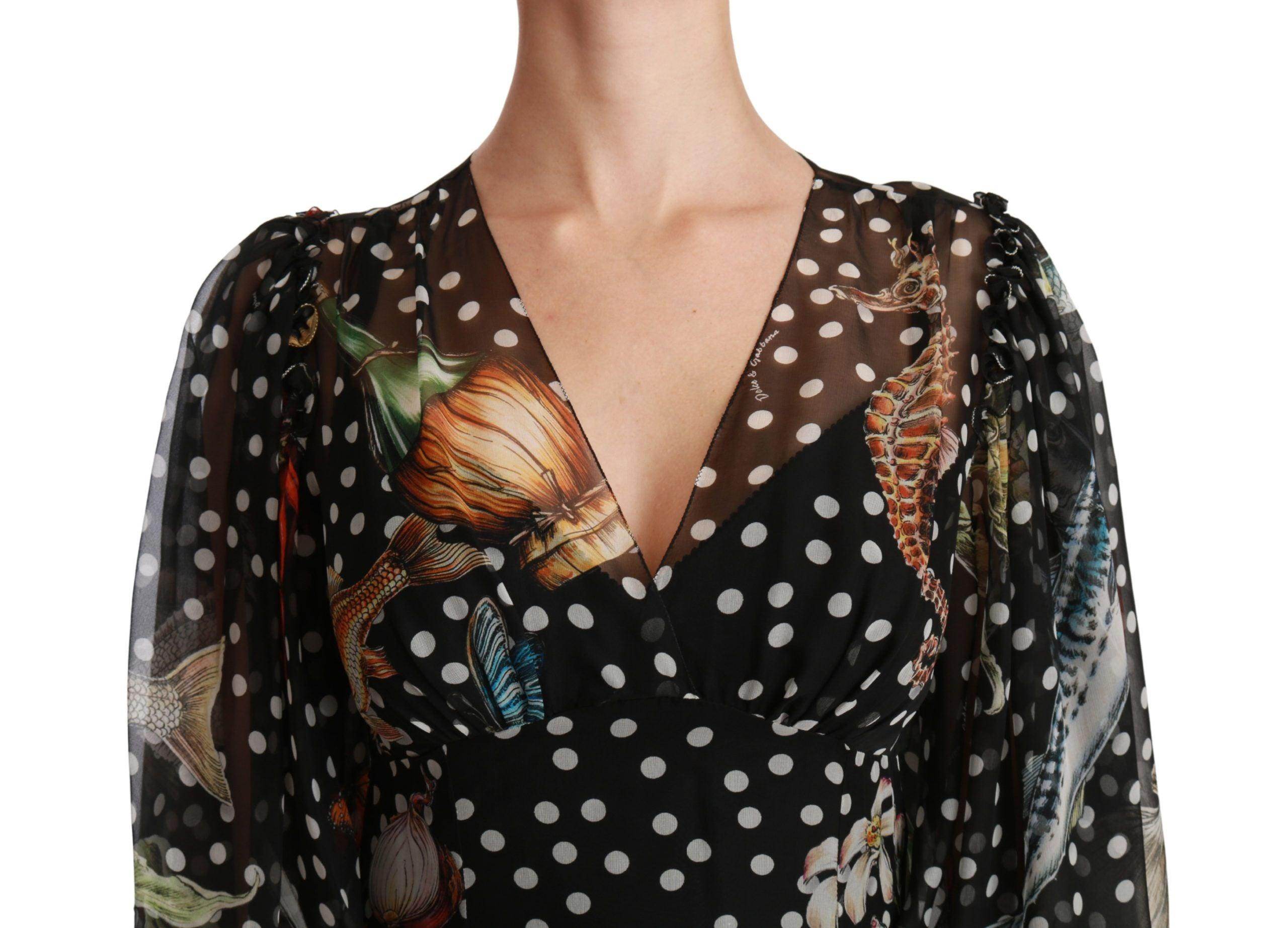 Dolce & Gabbana Elegant Silk Pleated A-Line Maxi Dress - Hilstor
