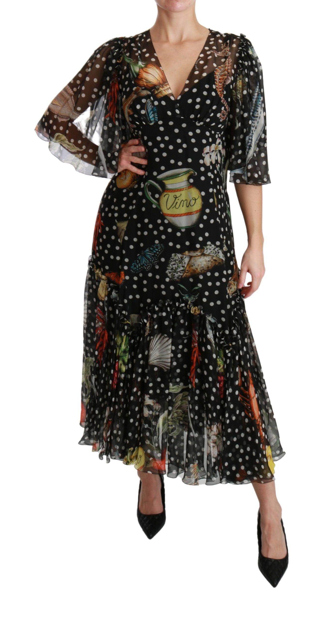 Dolce & Gabbana Elegant Silk Pleated A-Line Maxi Dress - Hilstor