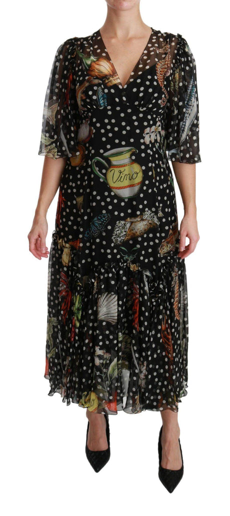 Dolce & Gabbana Elegant Silk Pleated A-Line Maxi Dress - Hilstor