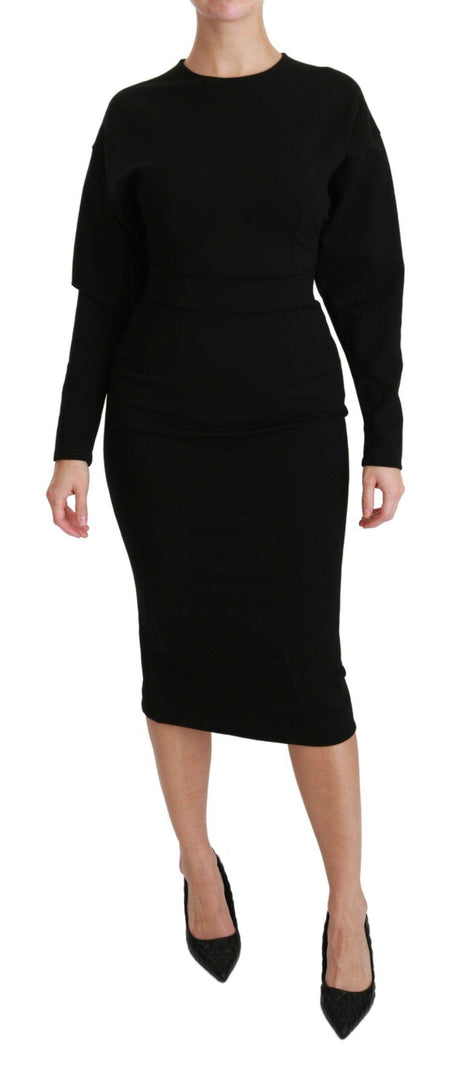 Dolce & Gabbana Elegant Black Bodycon Sheath Midi Dress - Hilstor