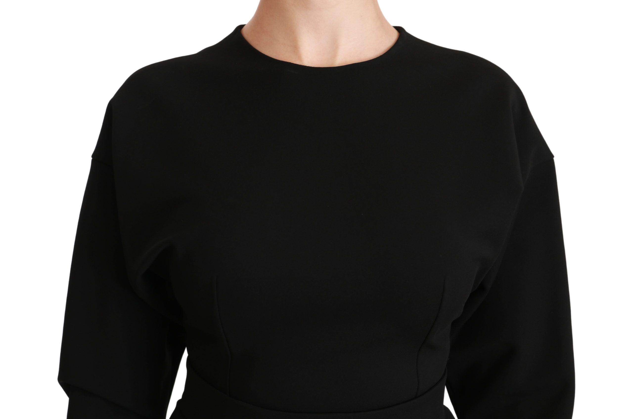Dolce & Gabbana Elegant Black Bodycon Sheath Midi Dress - Hilstor