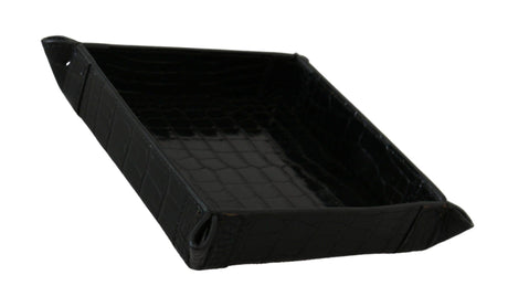 Dolce & Gabbana Elegant Black Exotic Skin Entry Tray - Hilstor