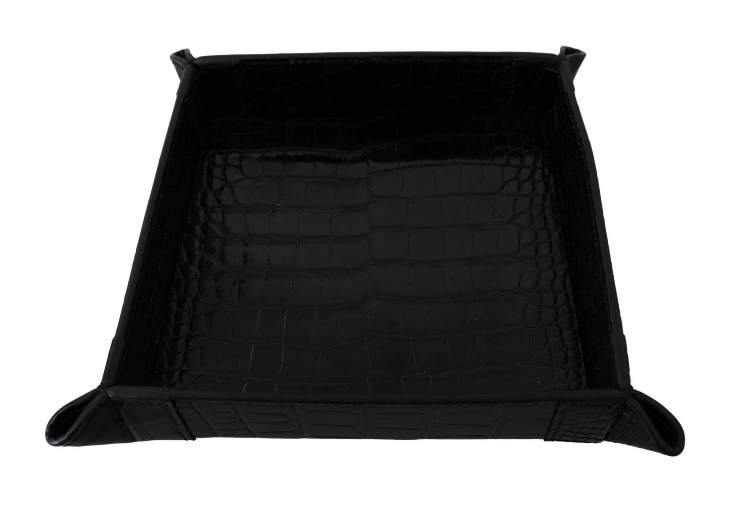 Dolce & Gabbana Elegant Black Exotic Skin Entry Tray - Hilstor