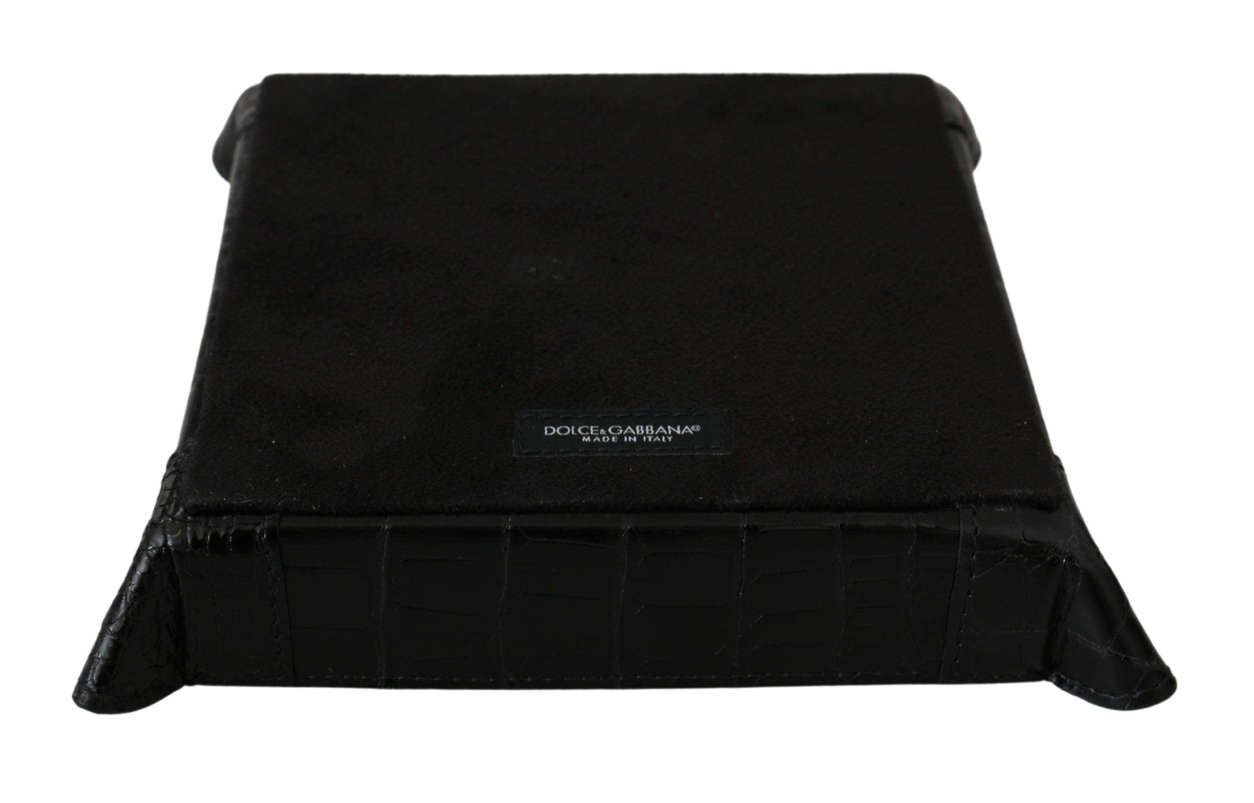 Dolce & Gabbana Elegant Black Exotic Skin Entry Tray - Hilstor