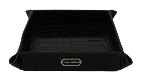 Dolce & Gabbana Elegant Black Exotic Skin Entry Tray - Hilstor