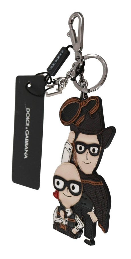 Dolce & Gabbana Chic Leather-Trim Keychain with Brass Accents - Hilstor