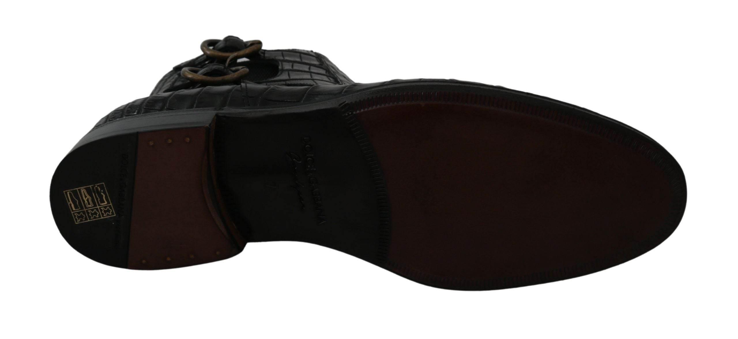 Dolce & Gabbana Elegant Derby Brogue Boots in Exotic Leather - Hilstor