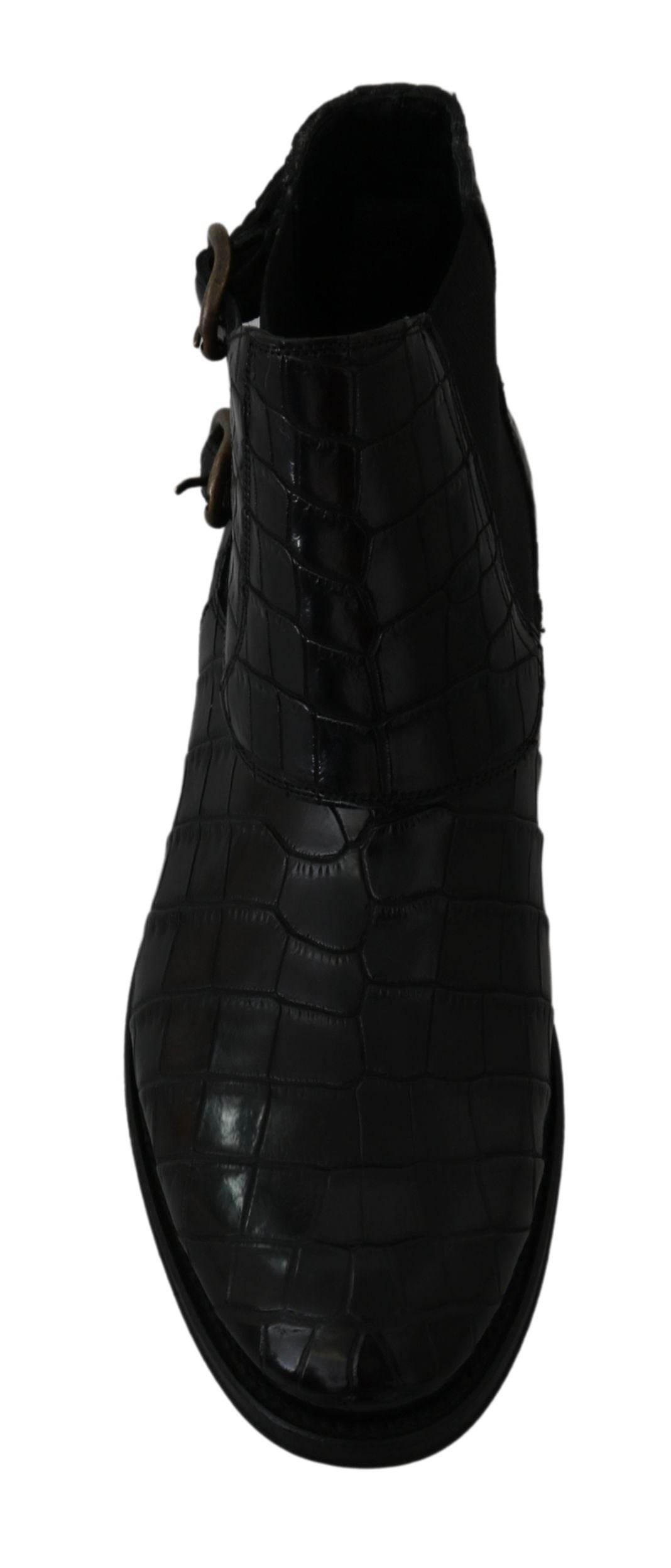 Dolce & Gabbana Elegant Derby Brogue Boots in Exotic Leather - Hilstor