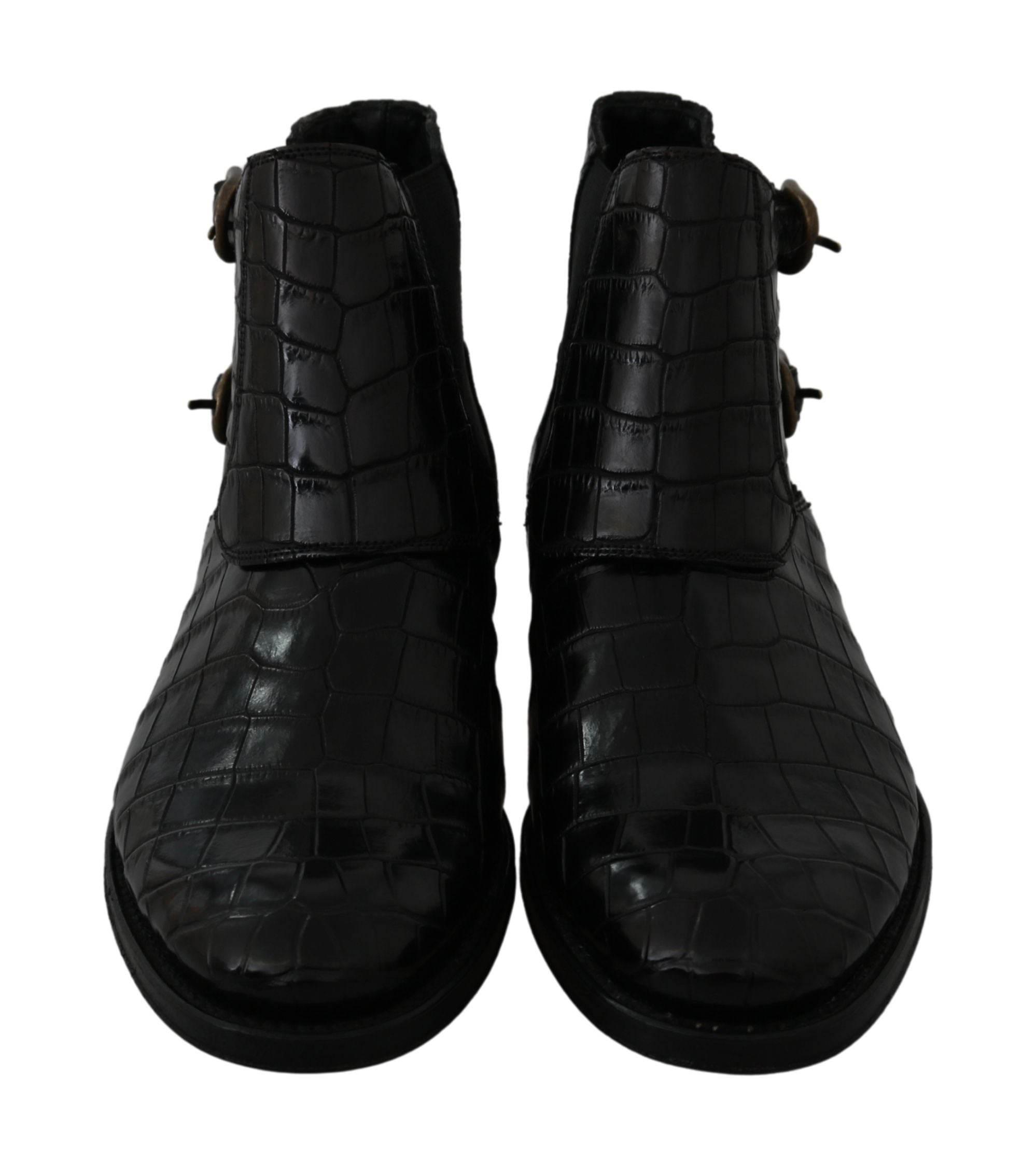 Dolce & Gabbana Elegant Derby Brogue Boots in Exotic Leather - Hilstor