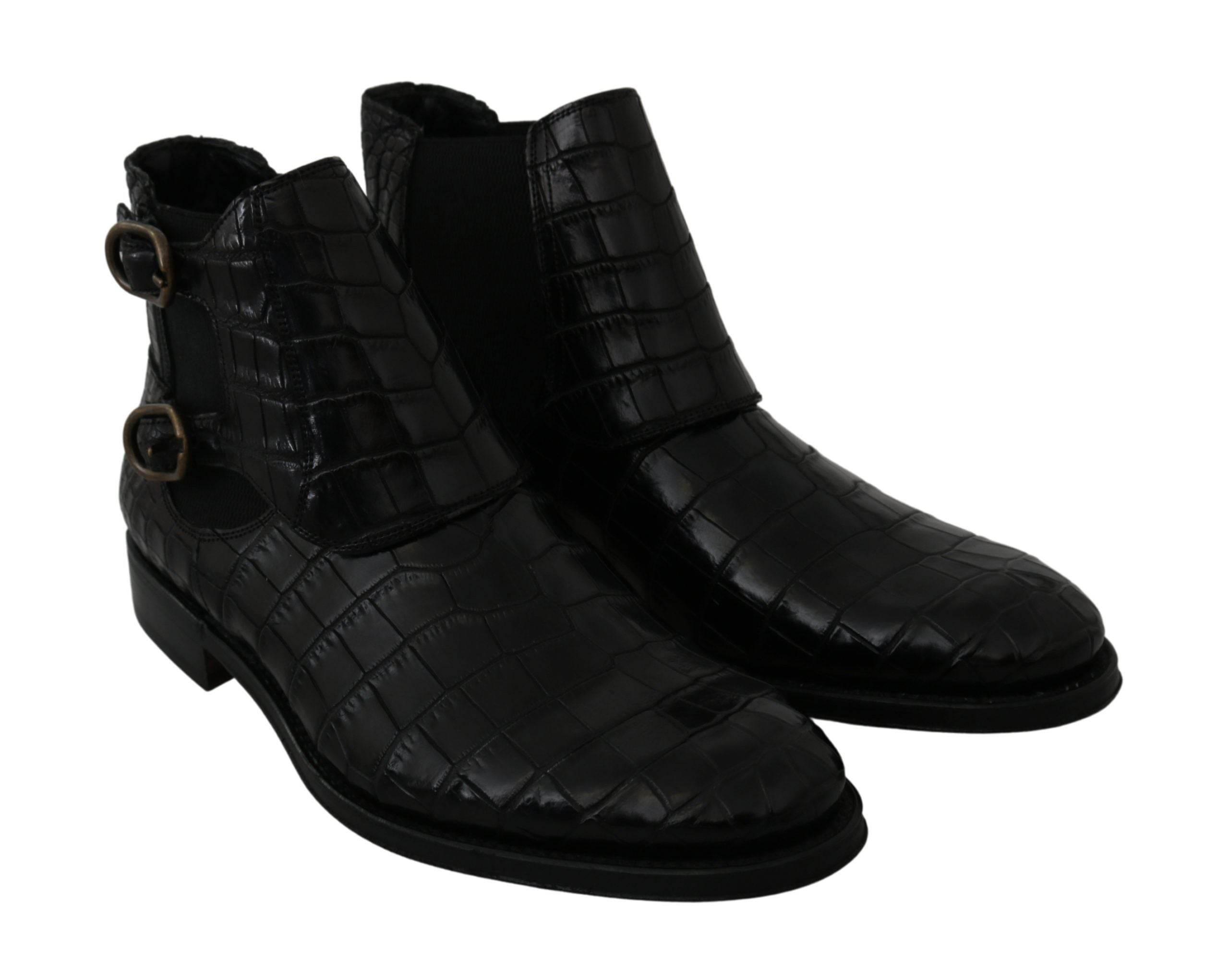 Dolce & Gabbana Elegant Derby Brogue Boots in Exotic Leather - Hilstor