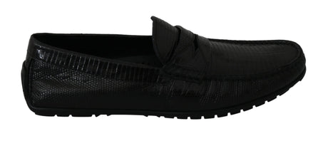 Dolce & Gabbana Exquisite Black Lizard Leather Loafers - Hilstor