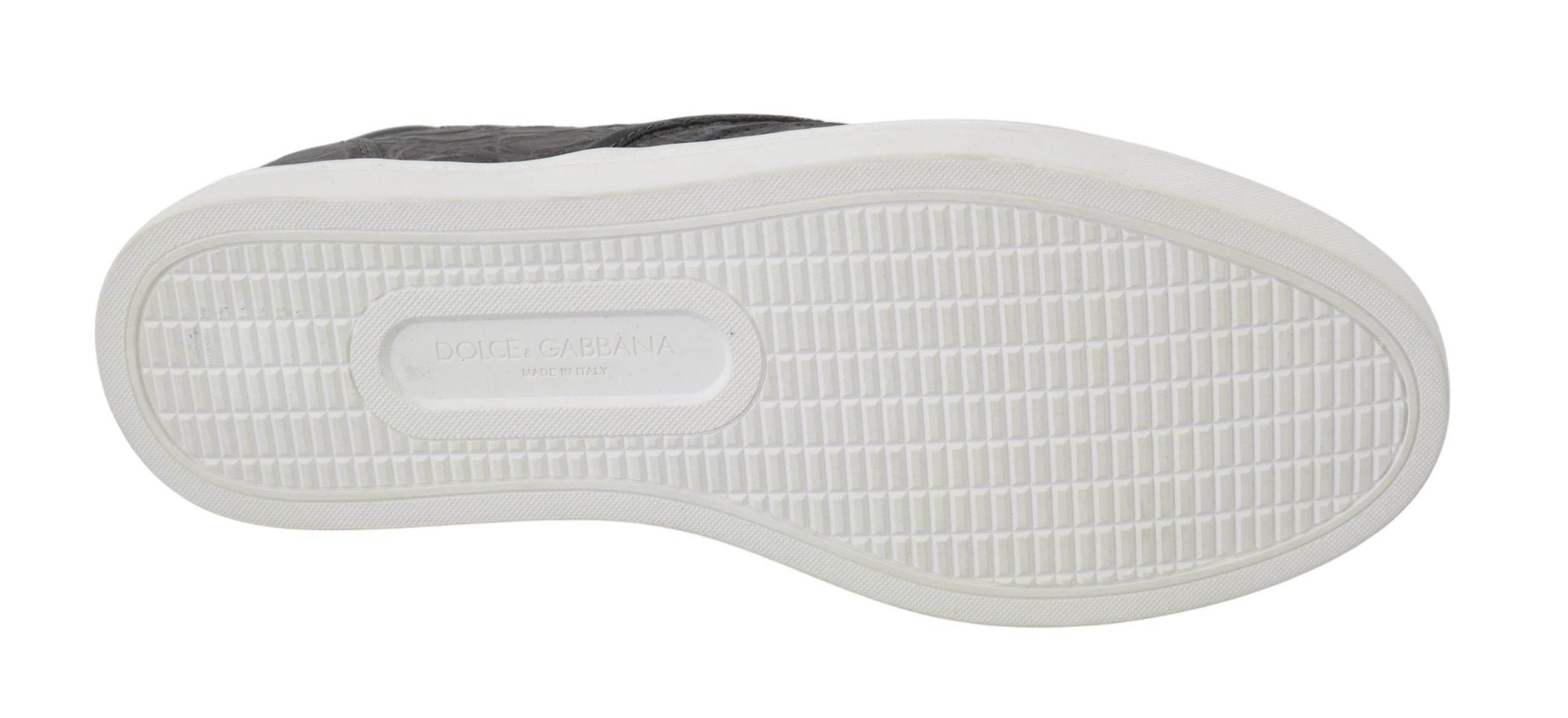 Dolce & Gabbana Elegant Gray Caiman Leather Loafers - Hilstor