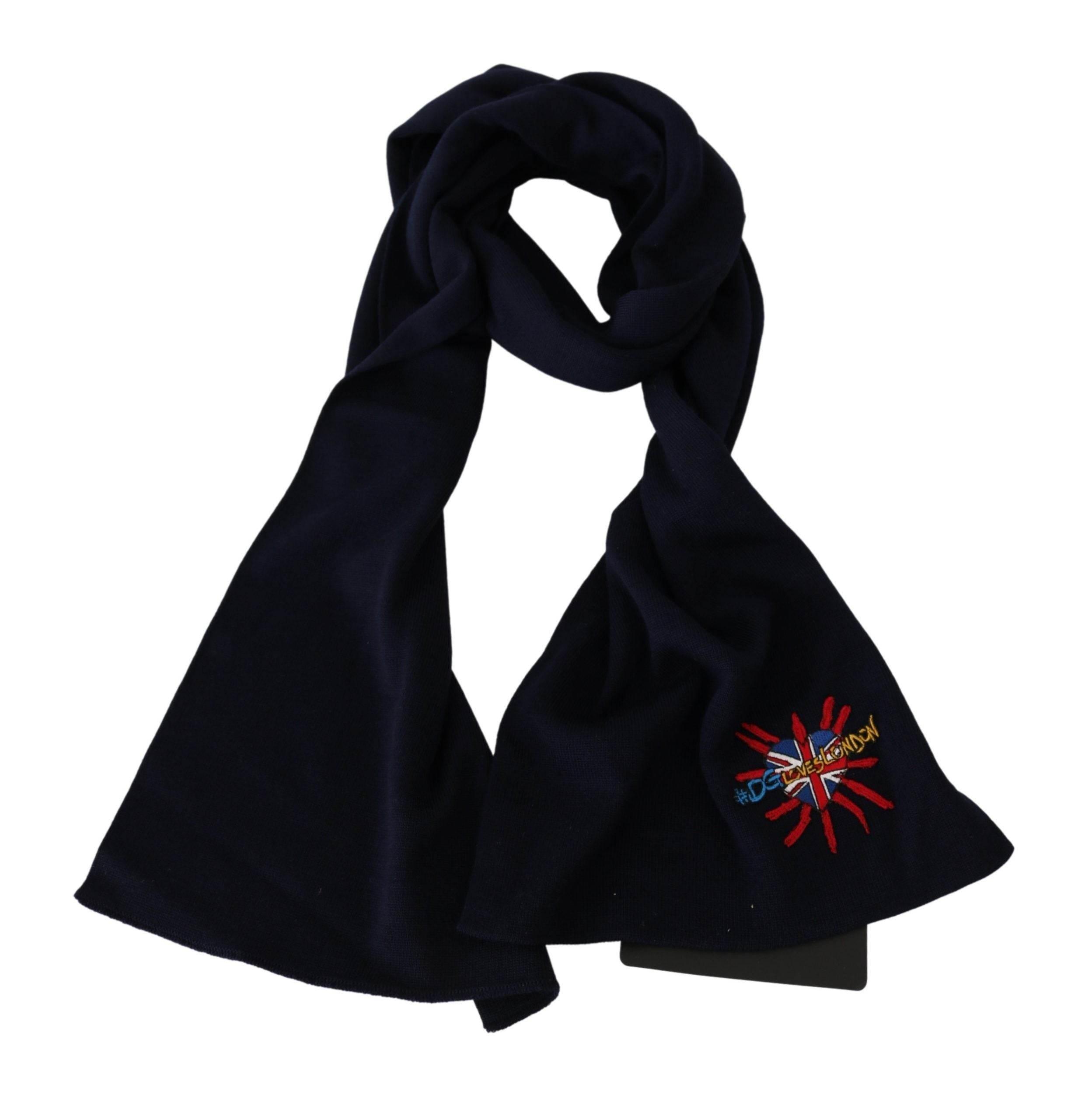 Dolce & Gabbana Blue #DGLovesLondon Wrap Shawl Wool Scarf - Hilstor