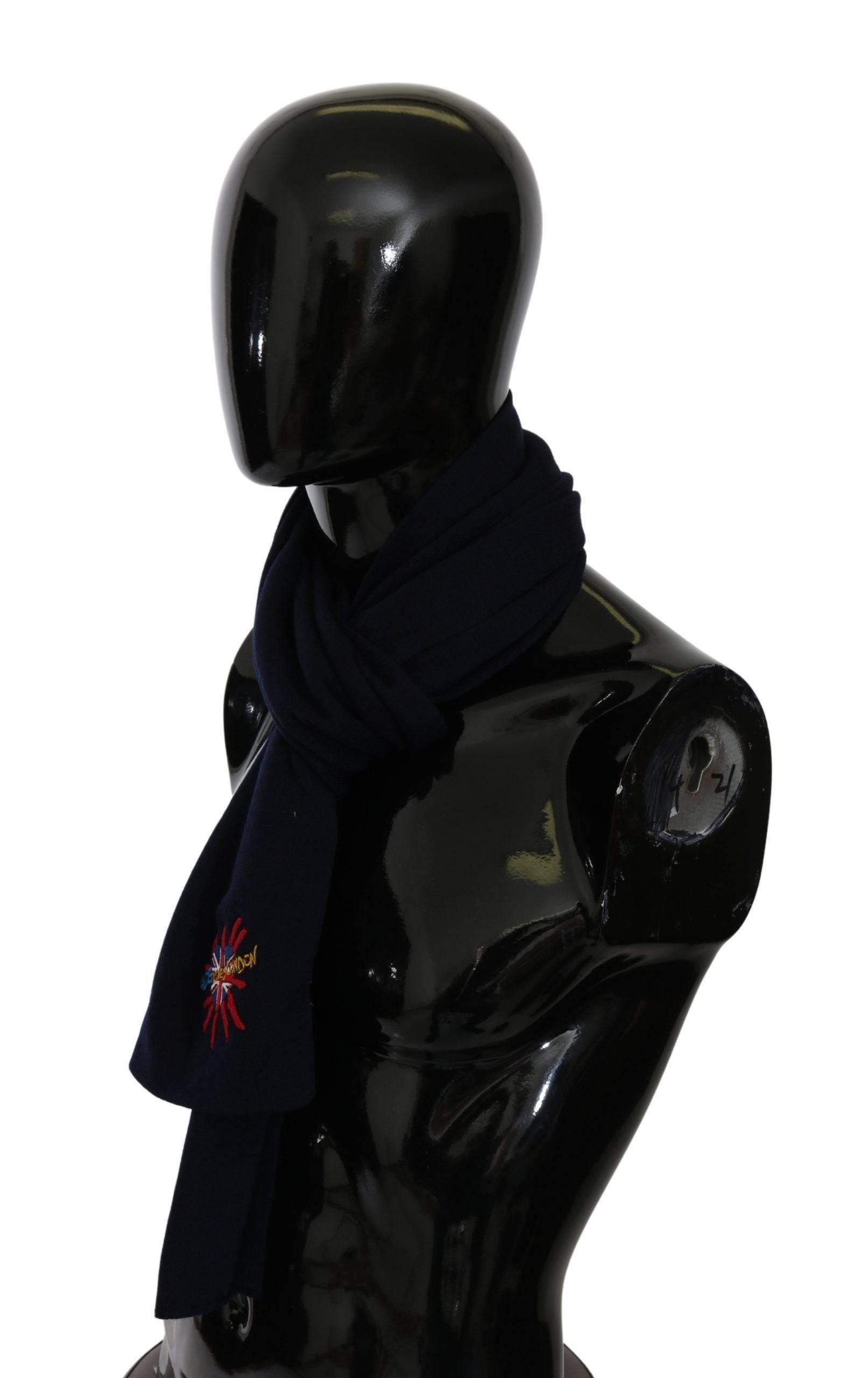 Dolce & Gabbana Blue #DGLovesLondon Wrap Shawl Wool Scarf - Hilstor