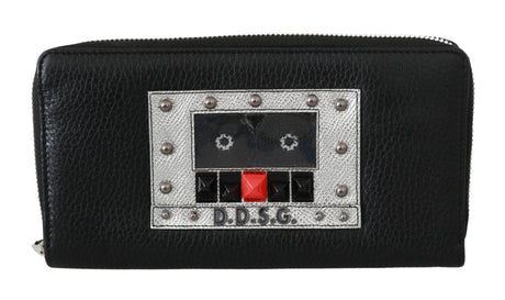 Dolce & Gabbana Elegant Black Leather Zip Continental Wallet - Hilstor