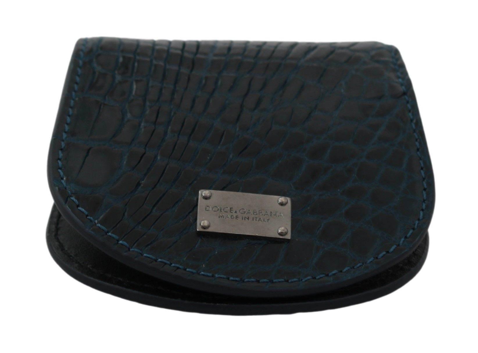 Dolce & Gabbana Exquisite Dark Blue Coin Case Wallet - Hilstor