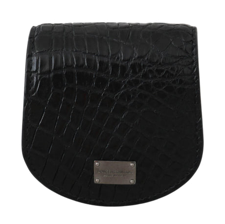 Dolce & Gabbana Sleek Black Leather Coin Case Wallet - Hilstor