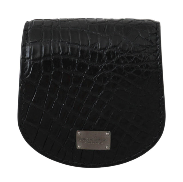 Dolce & Gabbana Sleek Black Leather Coin Case Wallet - Hilstor