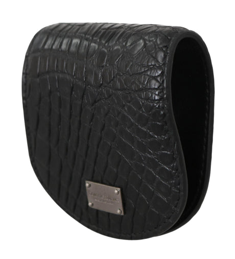 Dolce & Gabbana Sleek Black Leather Coin Case Wallet - Hilstor