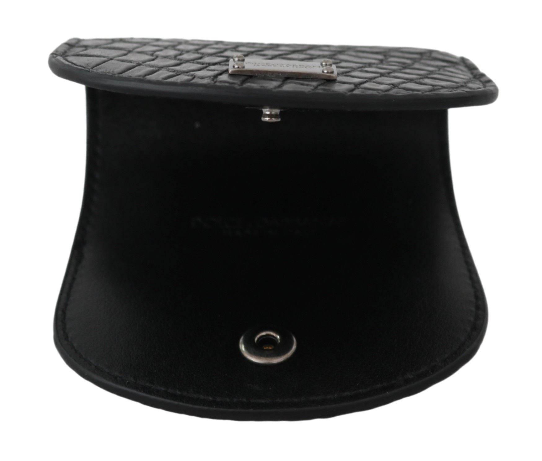 Dolce & Gabbana Sleek Black Leather Coin Case Wallet - Hilstor