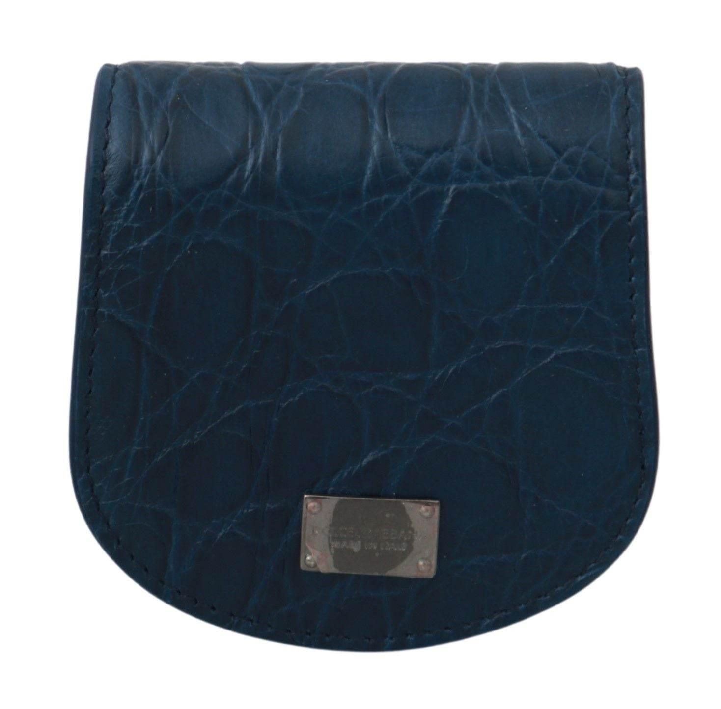 Dolce & Gabbana Sleek Blue Caimano Condom Case Wallet - Hilstor