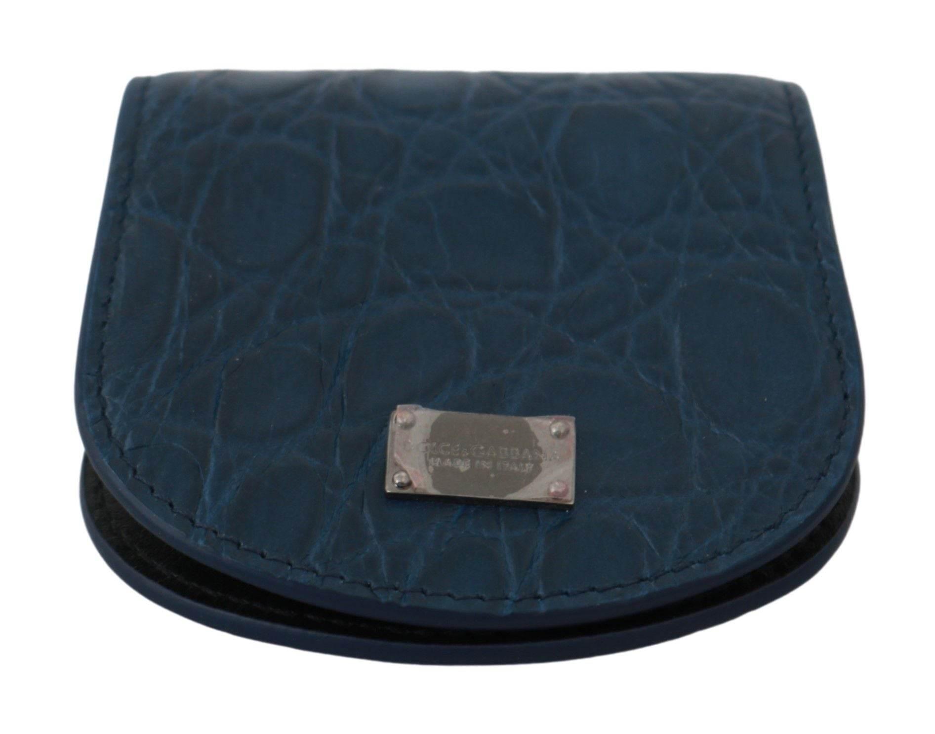 Dolce & Gabbana Sleek Blue Caimano Condom Case Wallet - Hilstor