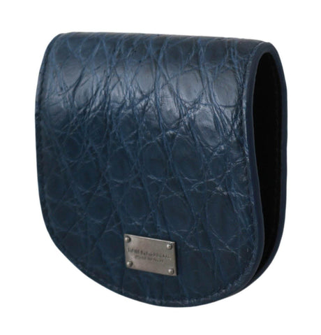 Dolce & Gabbana Elegant Blue Caimano Leather Condom Case Wallet - Hilstor