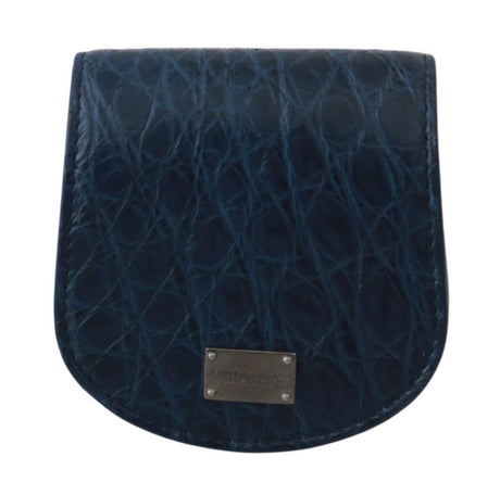 Dolce & Gabbana Elegant Blue Caimano Leather Condom Case Wallet - Hilstor