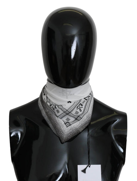 Costume National White Printed Bandana Cotton Scarf - Hilstor