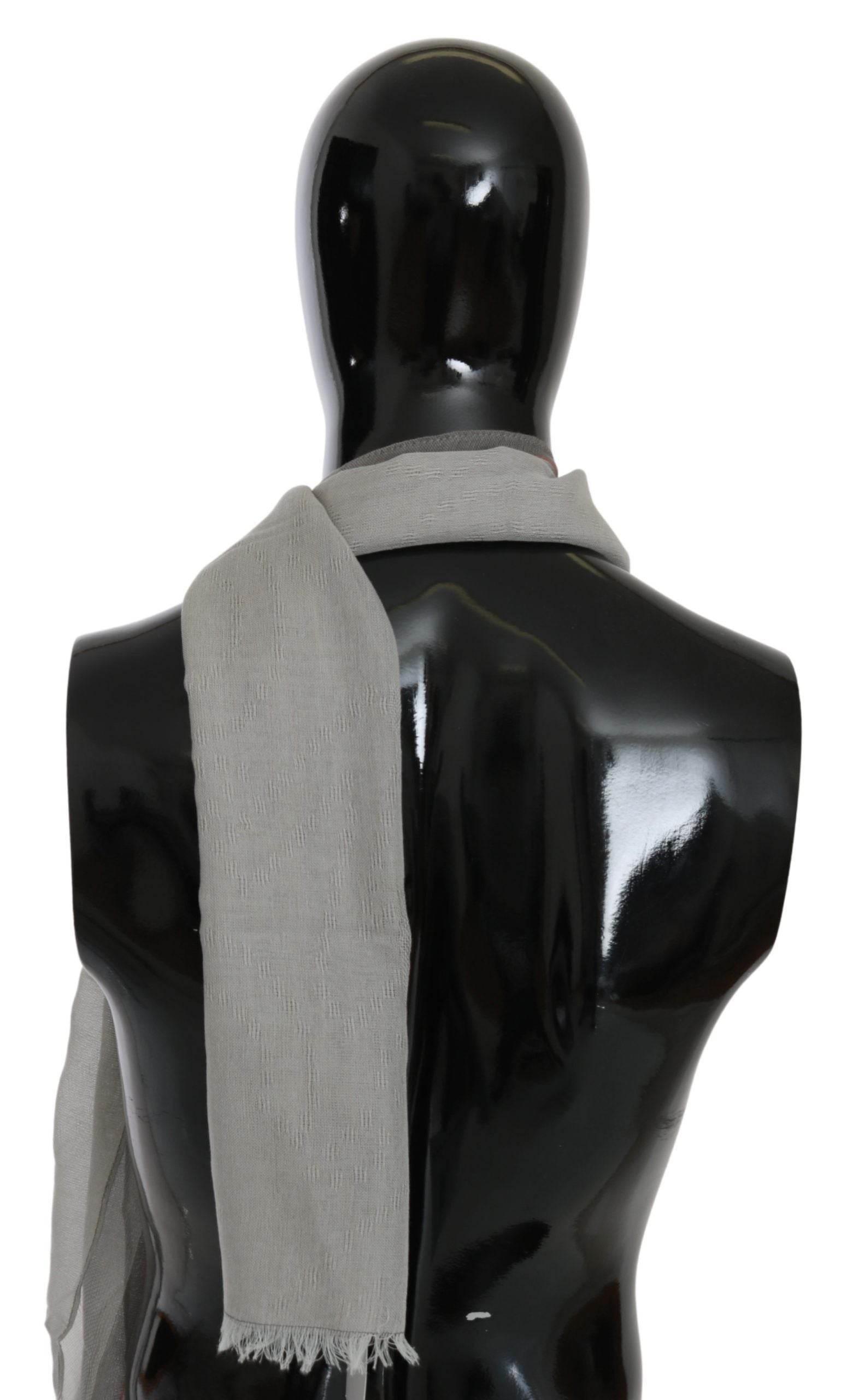 Costume National Gray Fringe Neck Wrap Cotton Scarf - Hilstor