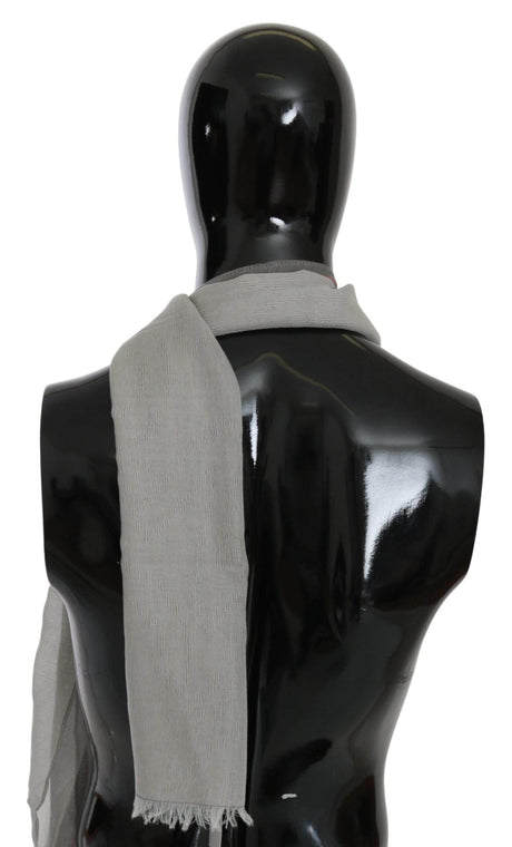 Costume National Gray Fringe Neck Wrap Cotton Scarf - Hilstor