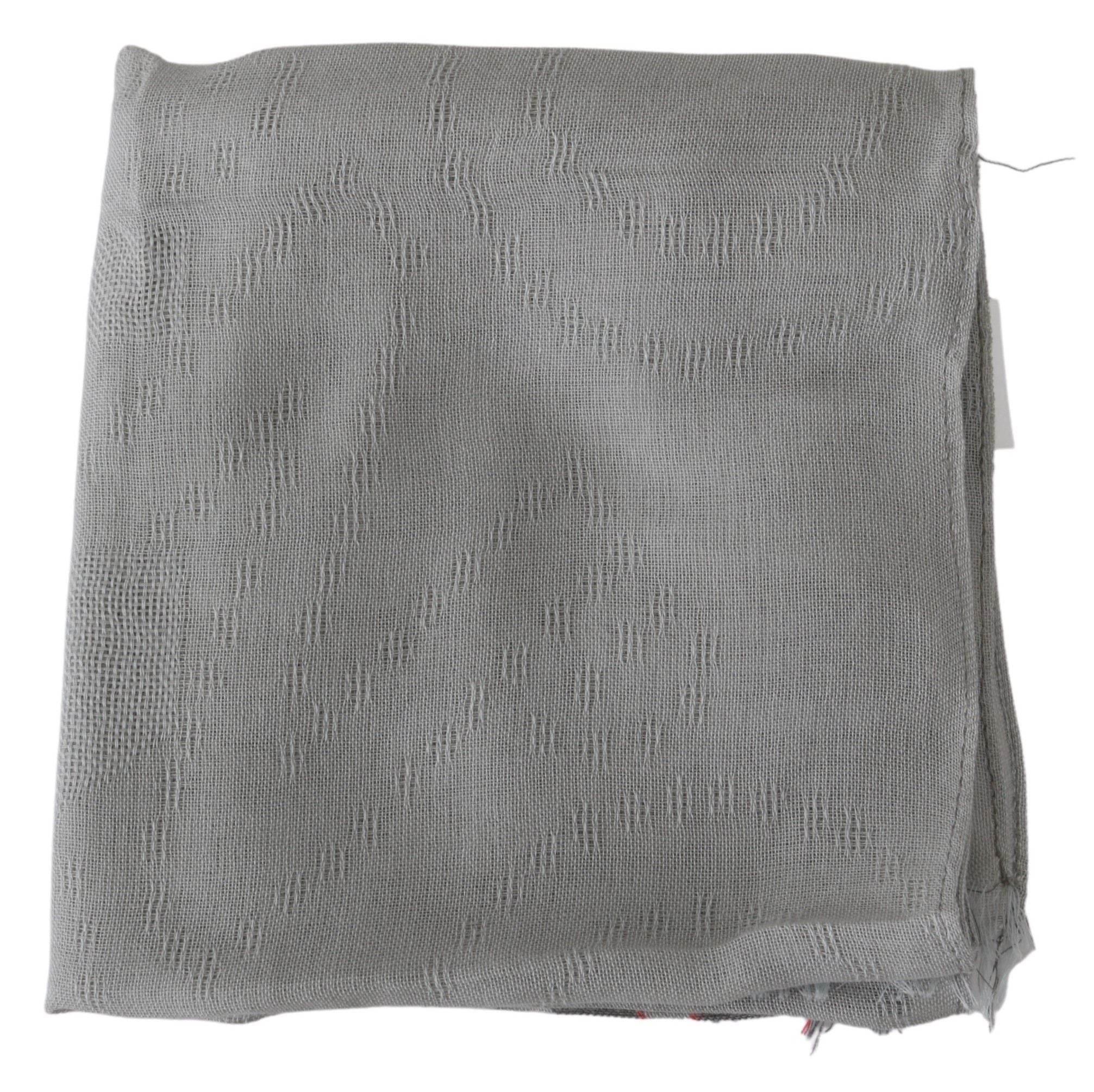 Costume National Gray Fringe Neck Wrap Cotton Scarf - Hilstor