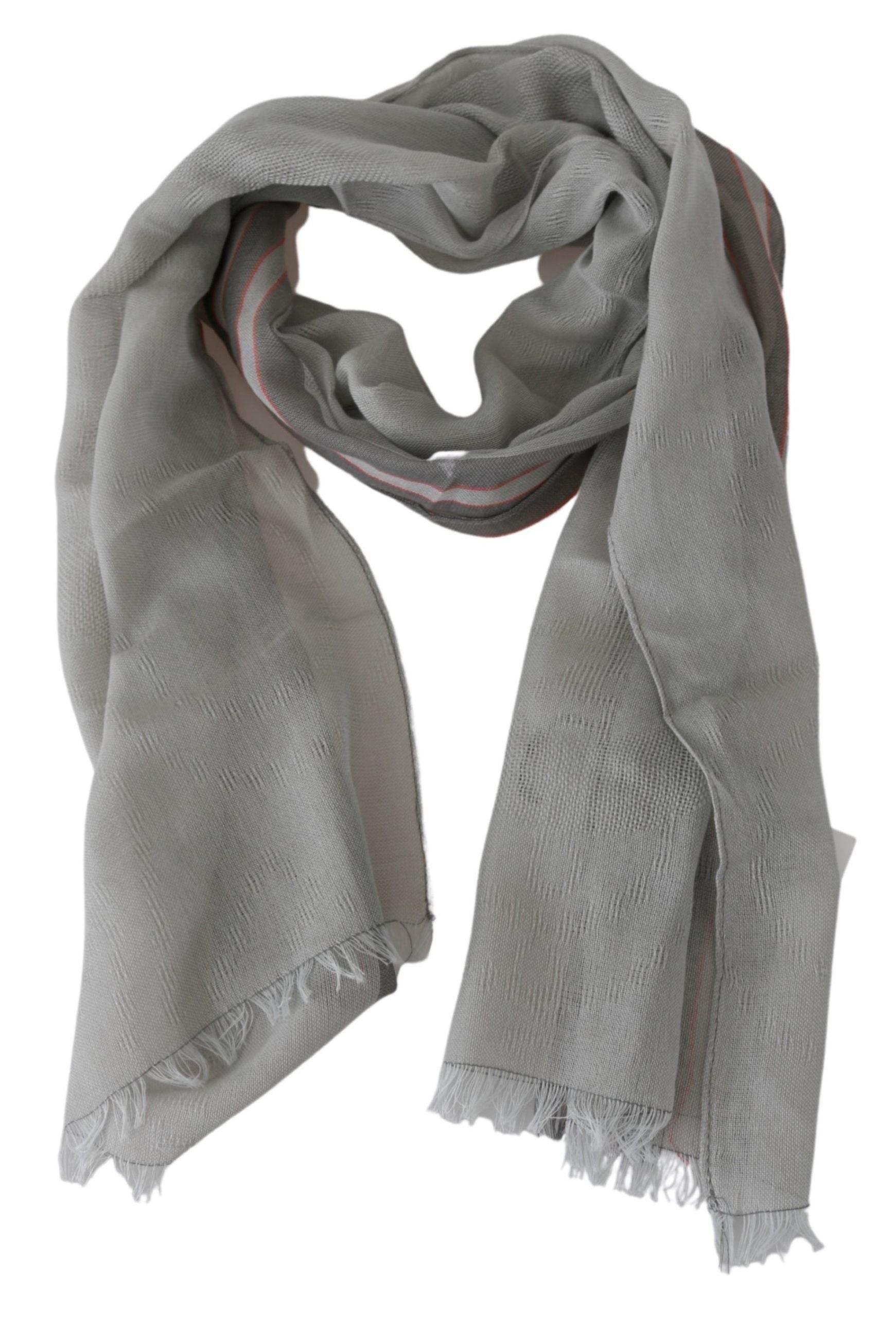 Costume National Gray Fringe Neck Wrap Cotton Scarf - Hilstor
