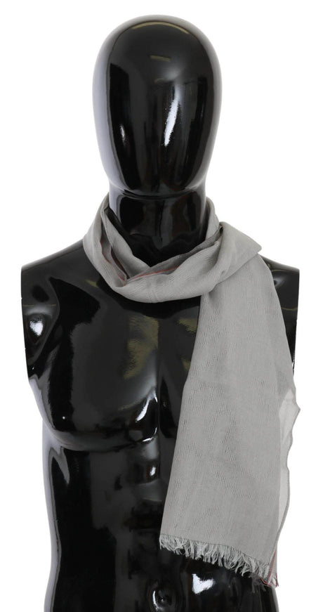 Costume National Gray Fringe Neck Wrap Cotton Scarf - Hilstor