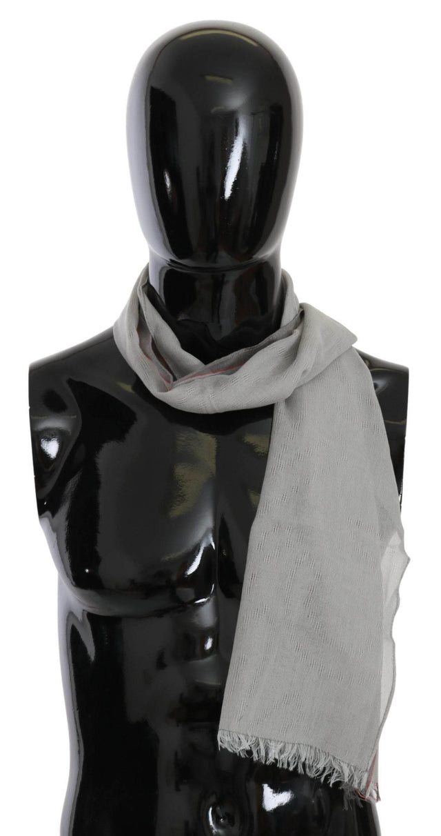 Costume National Gray Fringe Neck Wrap Cotton Scarf - Hilstor