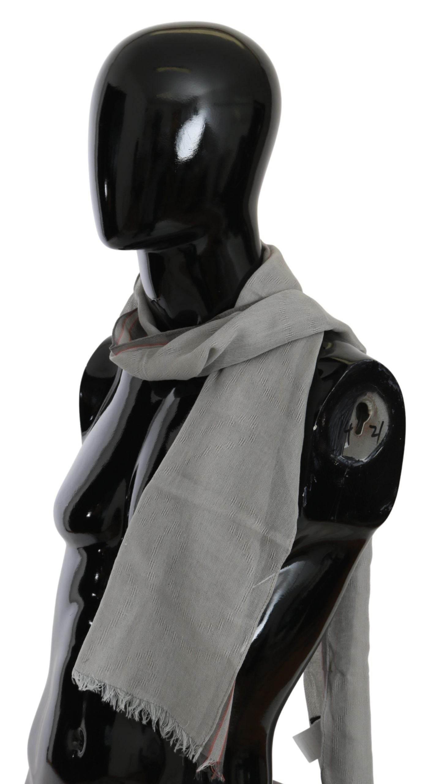 Costume National Gray Fringe Neck Wrap Cotton Scarf - Hilstor