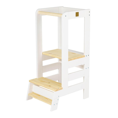 MeowBaby Wooden Kitchen Helper for Children – Adjustable Height, Safe and Stable Kitchen Platform Made in Europe - Hilstor