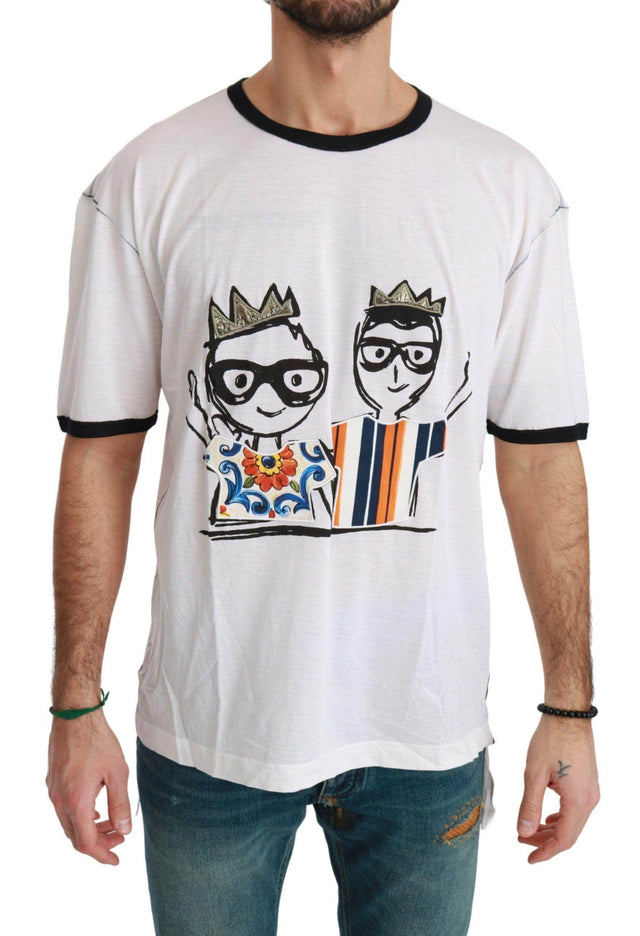 Dolce & Gabbana White Men Print #dgfamily Cotton T-shirt - Hilstor