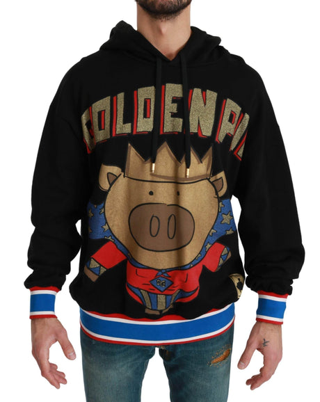 Dolce & Gabbana Black Sweater Pig of the Year Hooded - Hilstor