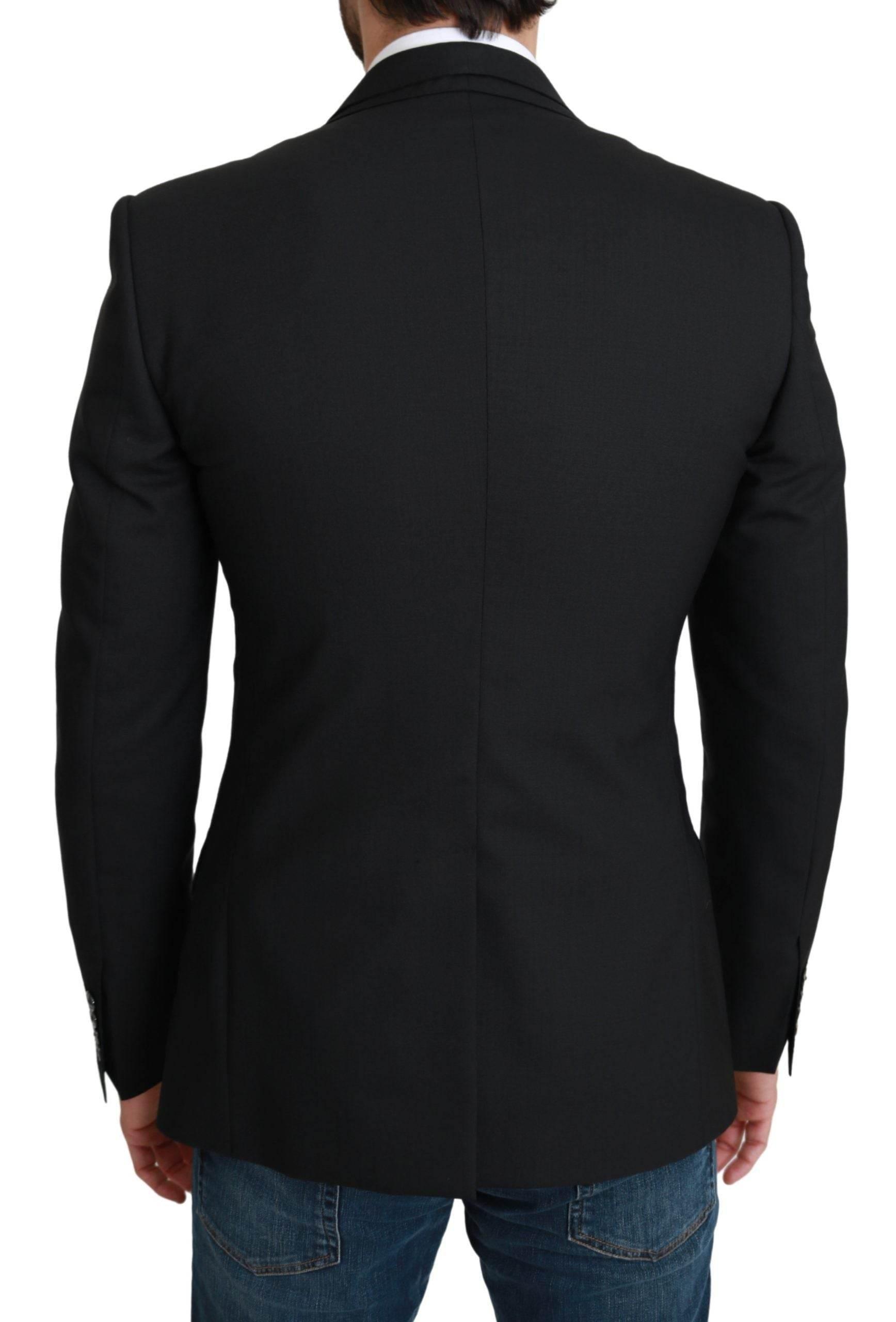 Dolce & Gabbana Black Single Breasted Formal Wool Blazer - Hilstor