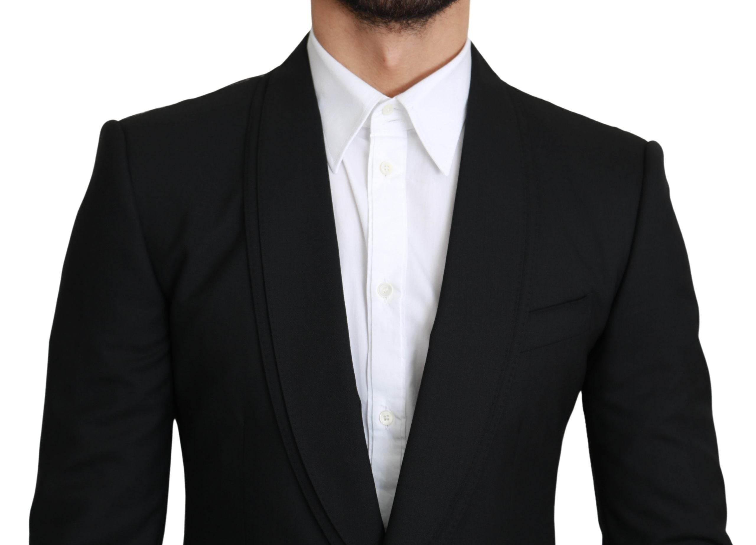 Dolce & Gabbana Black Single Breasted Formal Wool Blazer - Hilstor